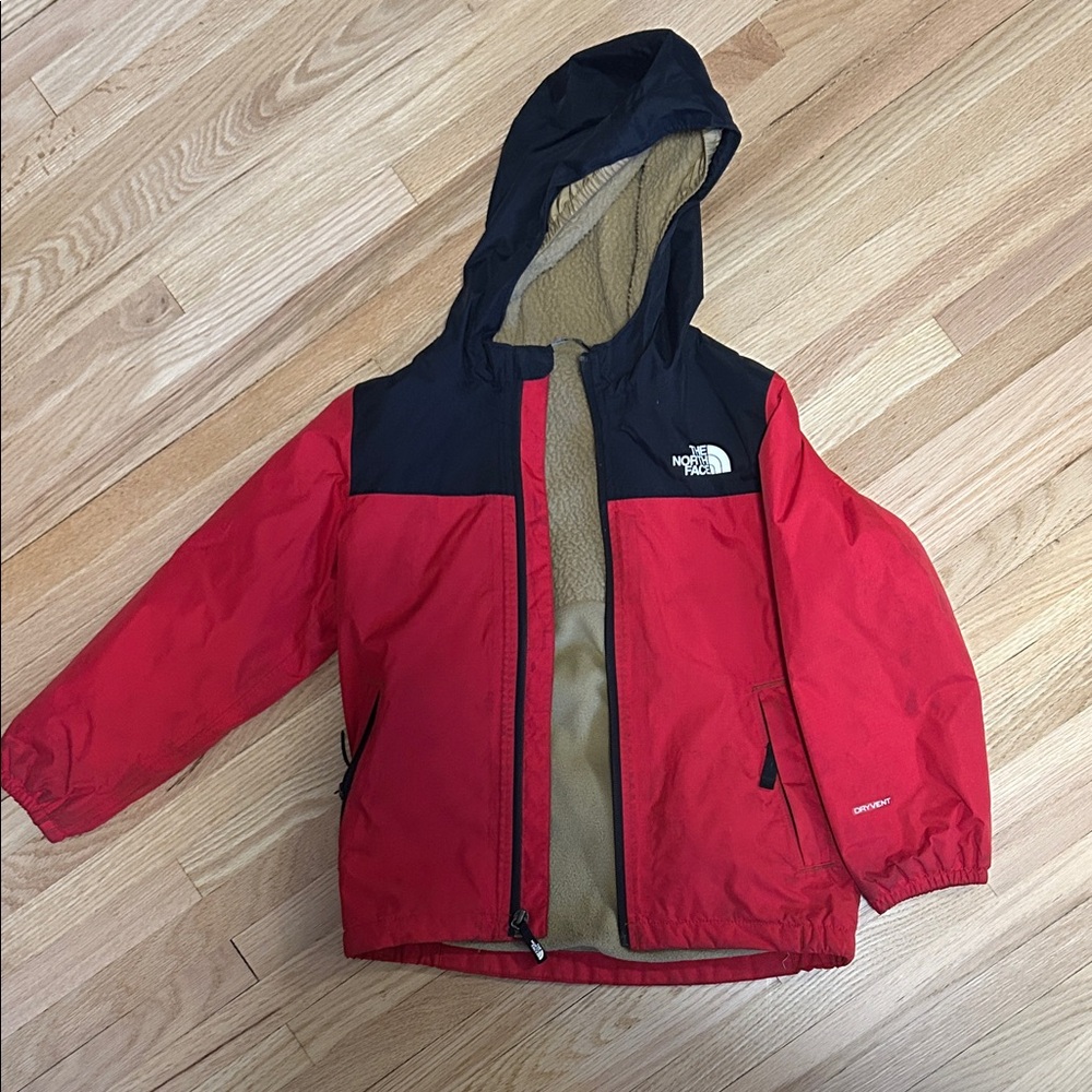 The North Face Kids Red and Black Raincoat